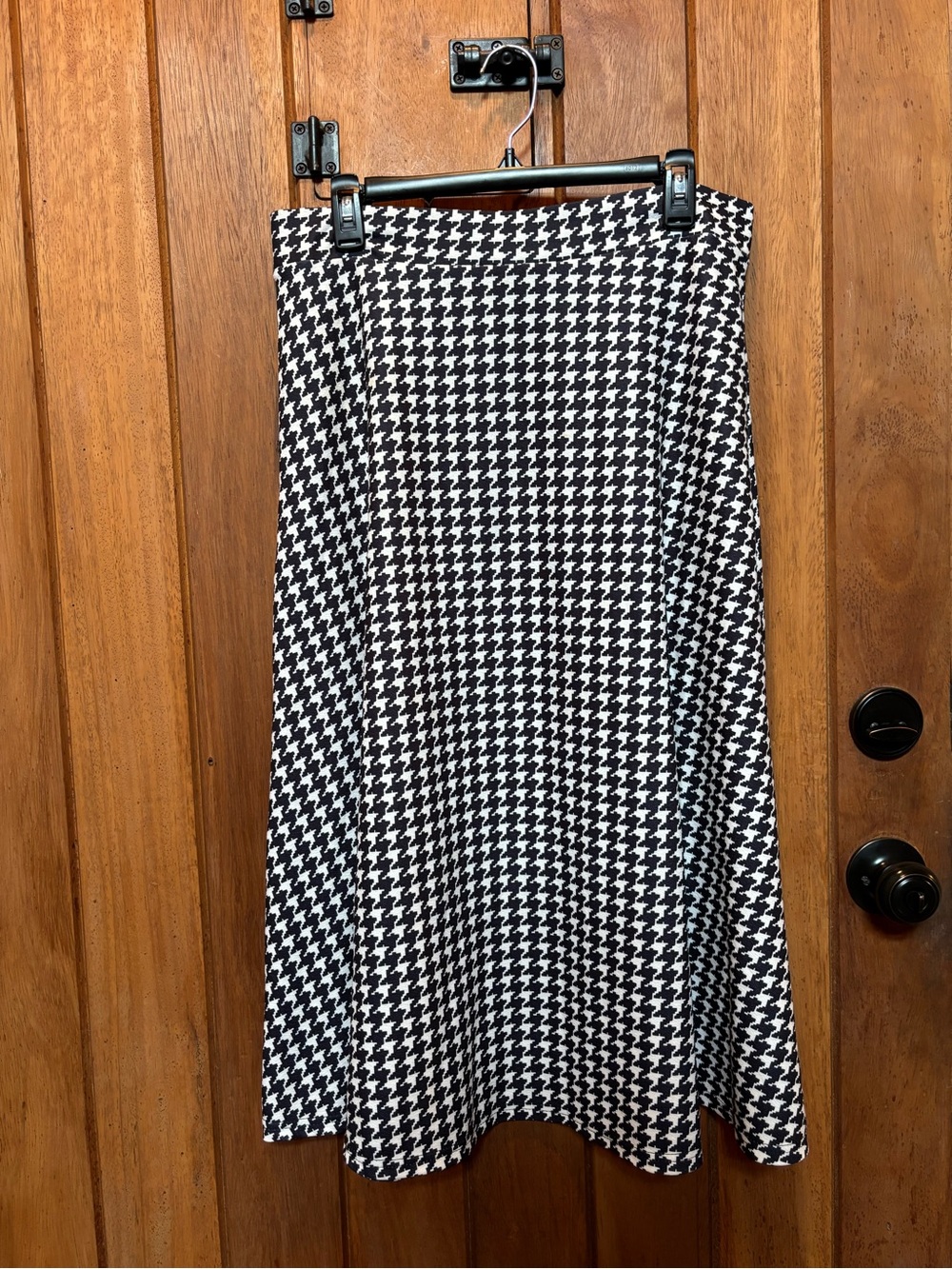 Classic Black & White Houndstooth A-Line Skirt
